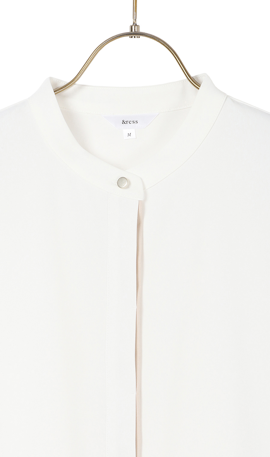 バンドカラー配色ブラウス【長袖】【WEB限定サイズあり】 ホワイト S