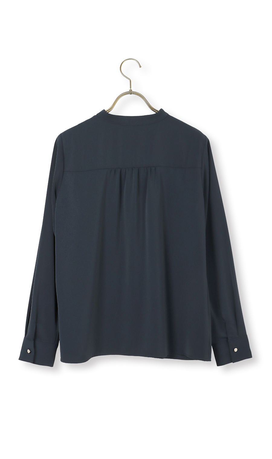 バンドカラー配色ブラウス【長袖】【WEB限定サイズあり】 ネイビー S