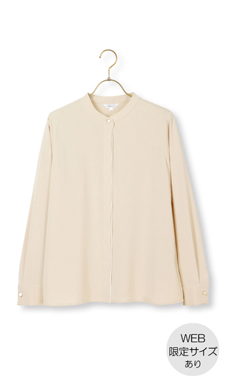 Band collar color scheme blouse [long sleeves] [WEB-only sizes available]