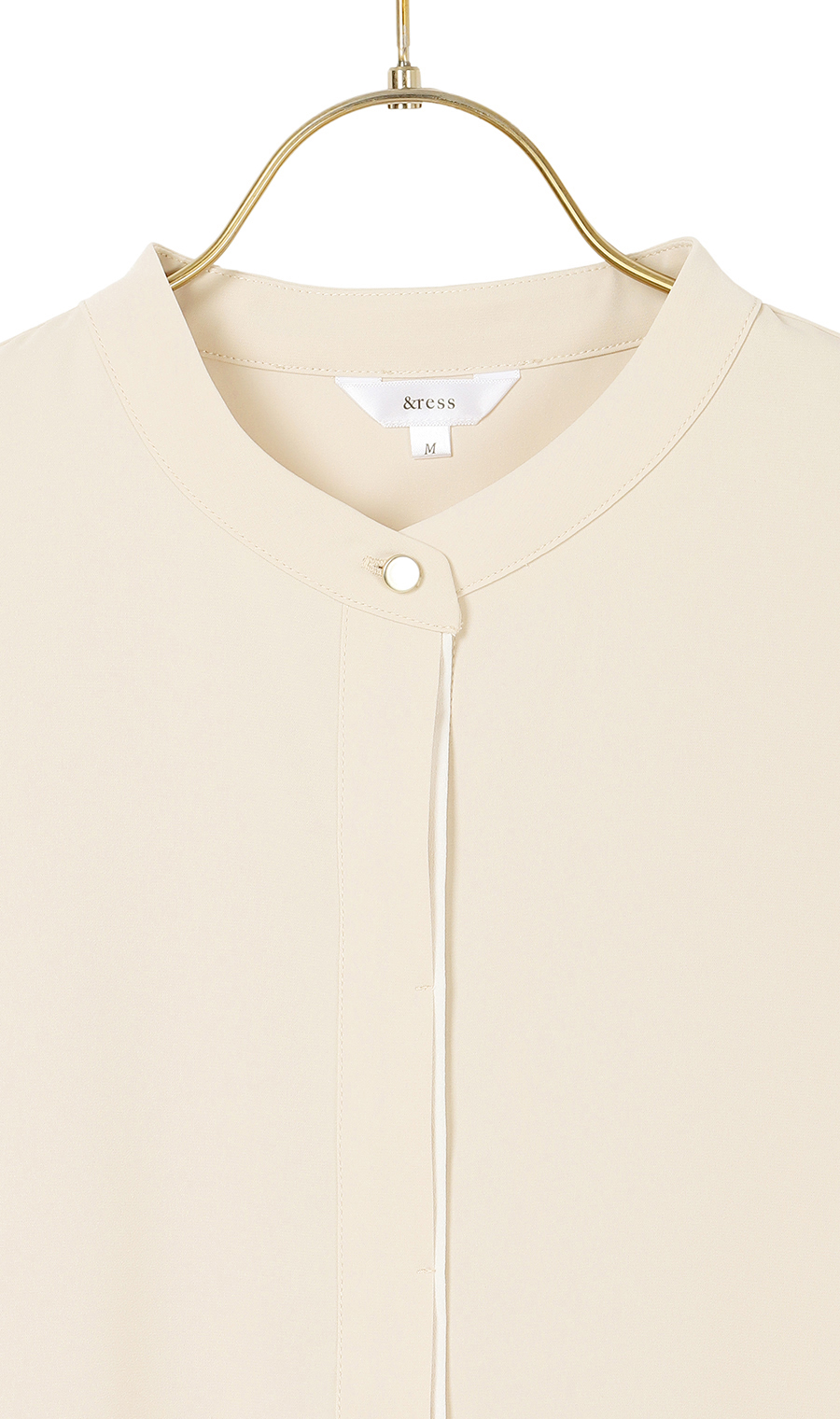 バンドカラー配色ブラウス【長袖】【WEB限定サイズあり】 ベージュ S