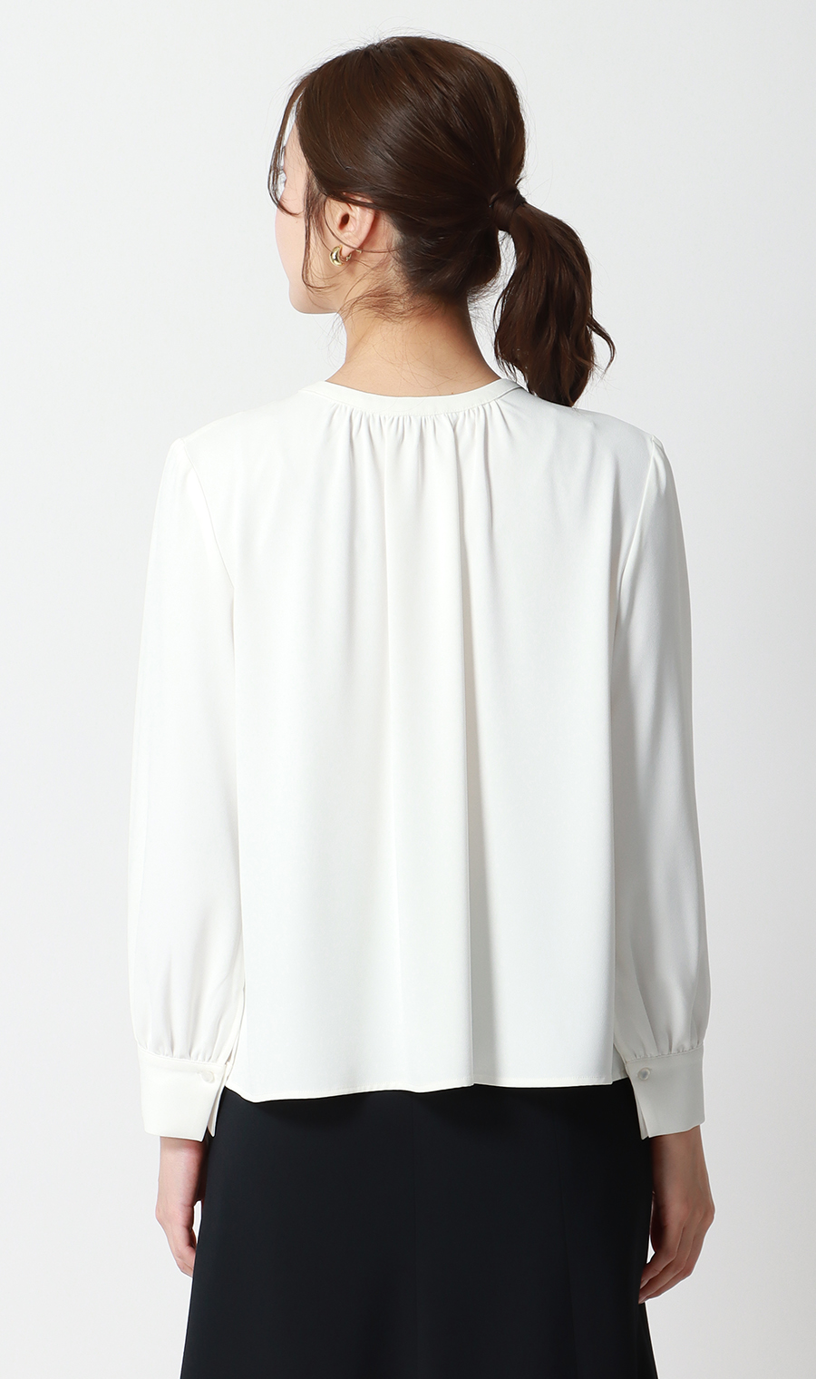 クルーネックブラウス【前後2WAY】【長袖】【WEB限定サイズあり】 ホワイト SS
