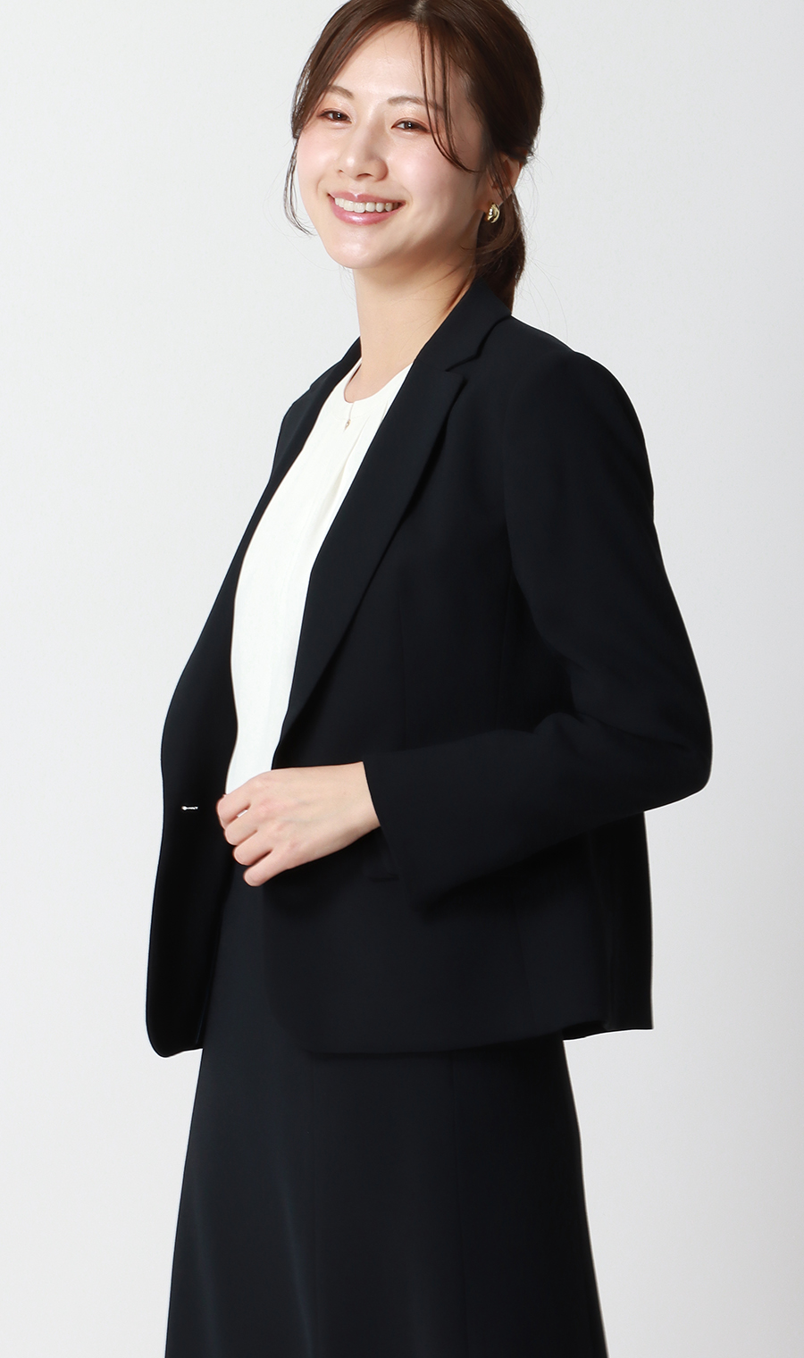 クルーネックブラウス【前後2WAY】【長袖】【WEB限定サイズあり】 ホワイト SS