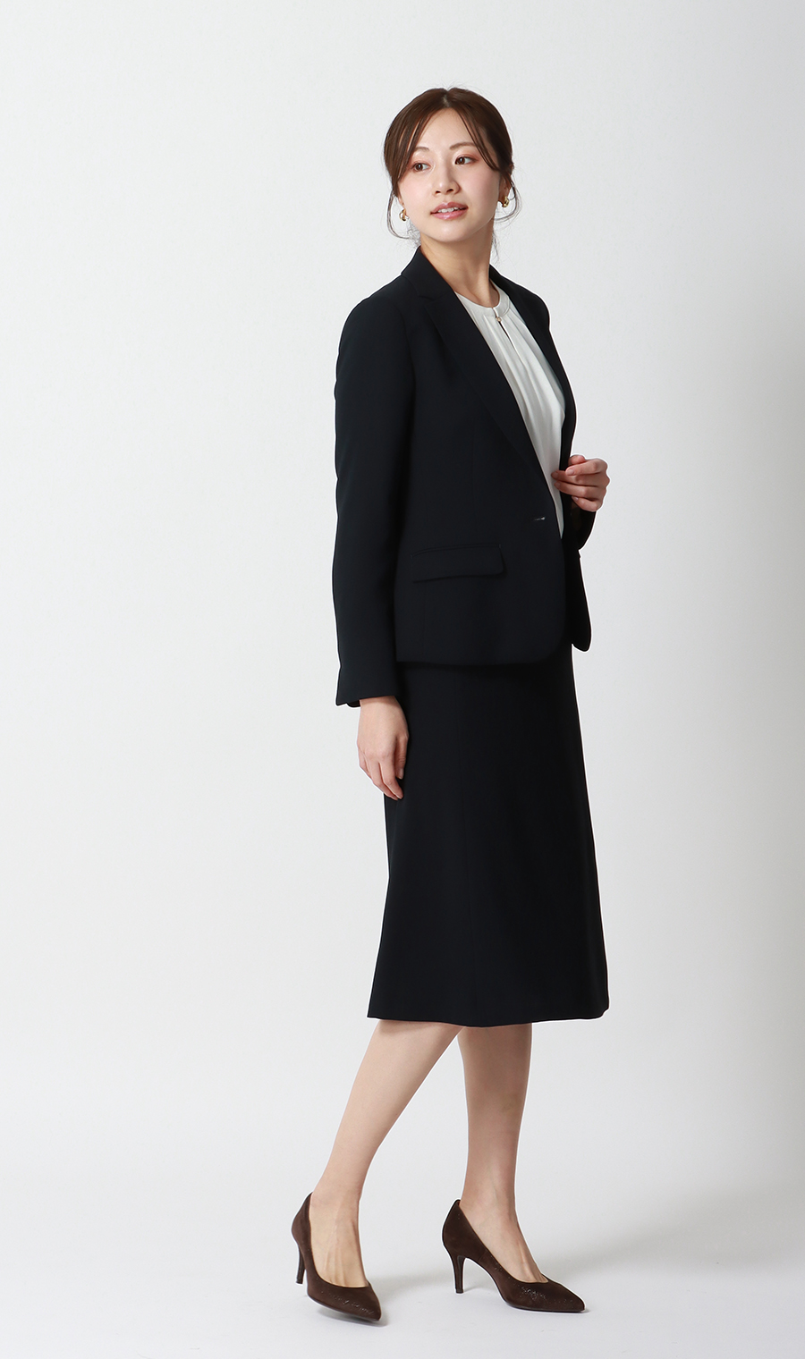 クルーネックブラウス【前後2WAY】【長袖】【WEB限定サイズあり】 ホワイト SS