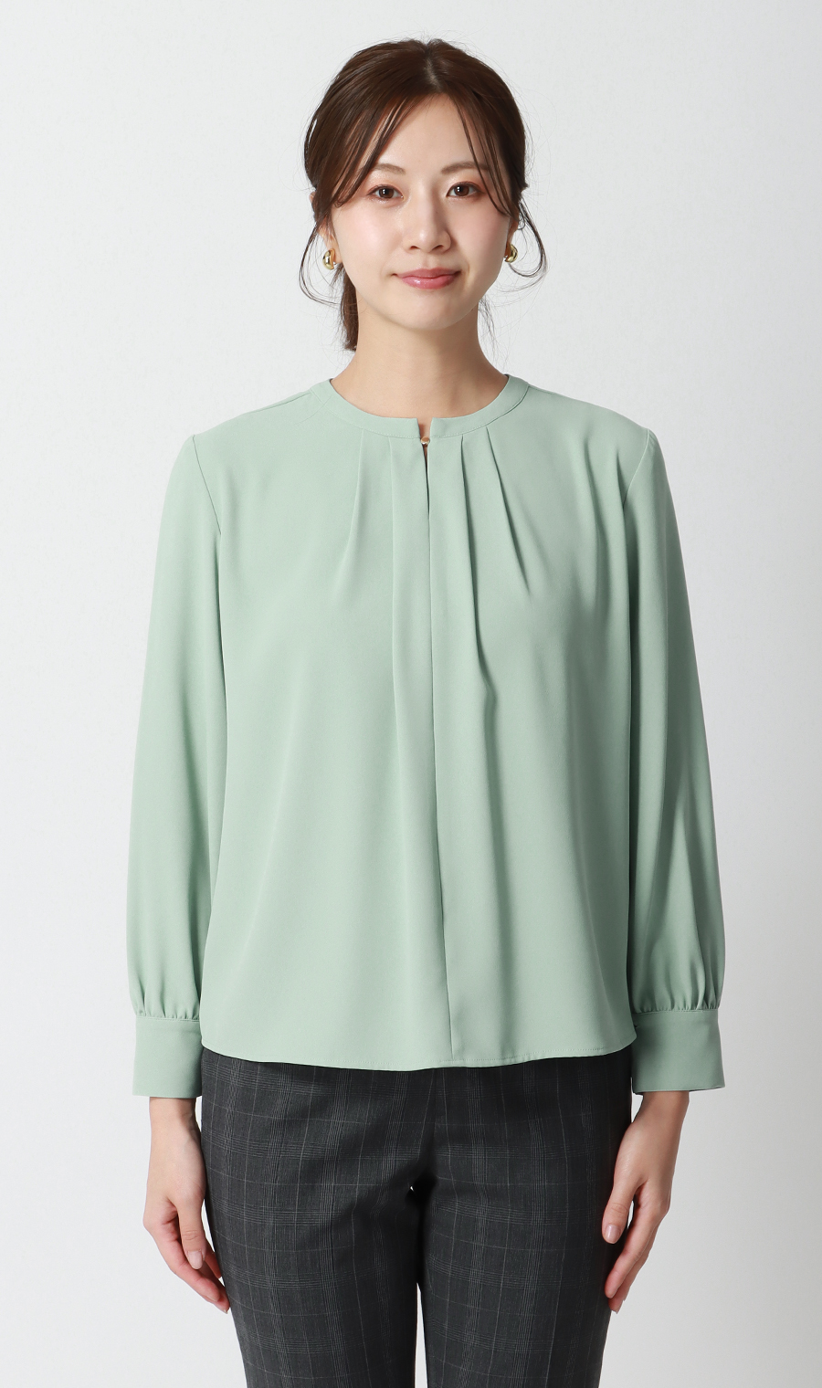 クルーネックブラウス【前後2WAY】【長袖】【WEB限定サイズあり】 ミント SS
