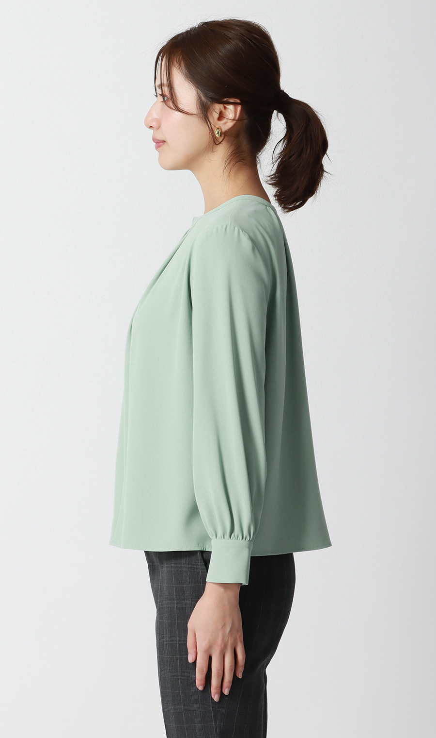 クルーネックブラウス【前後2WAY】【長袖】【WEB限定サイズあり】 ミント SS