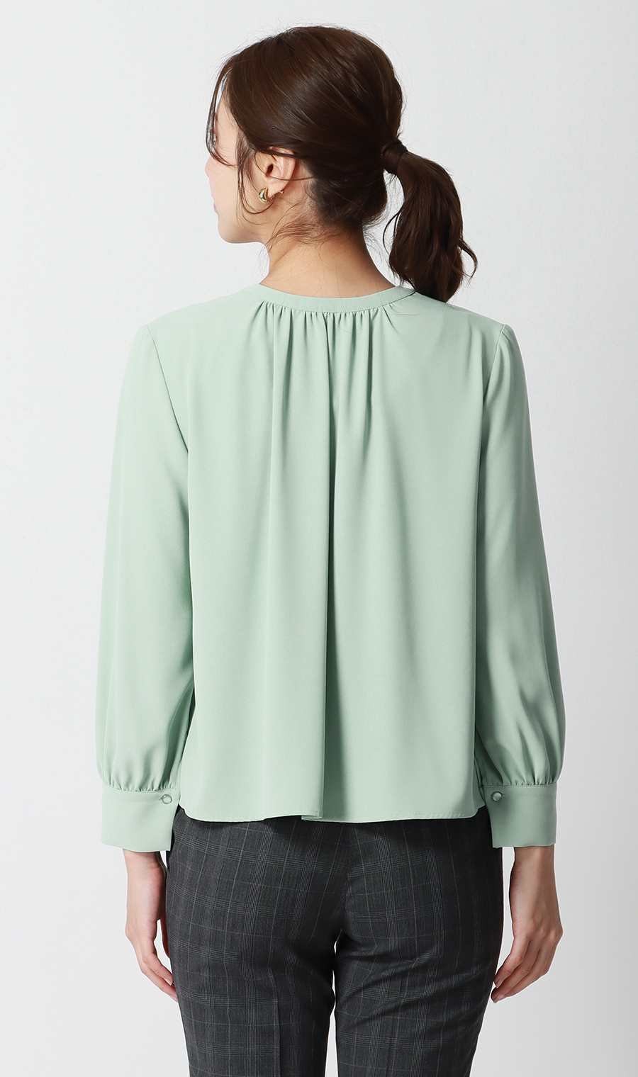 クルーネックブラウス【前後2WAY】【長袖】【WEB限定サイズあり】 ミント SS