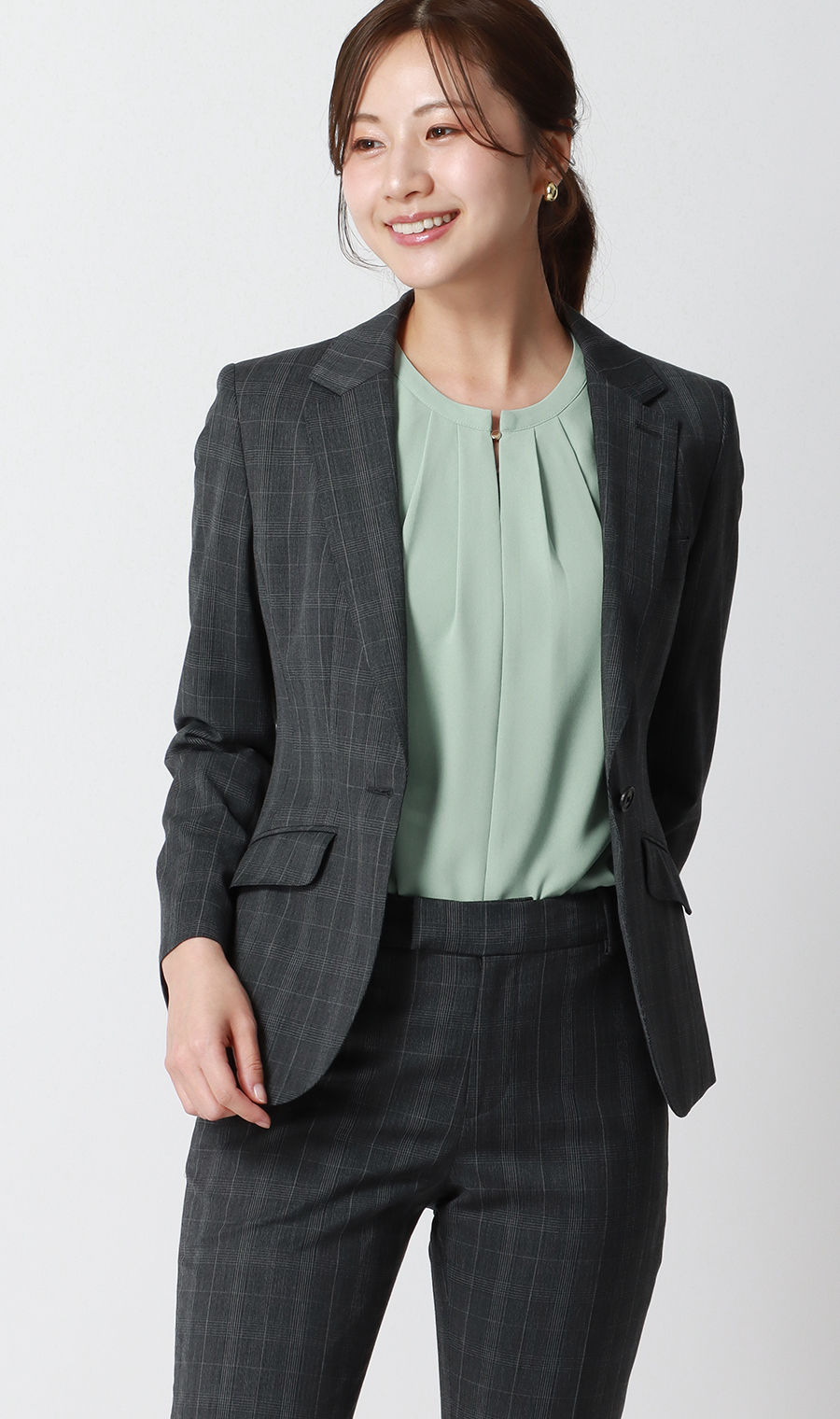 クルーネックブラウス【前後2WAY】【長袖】【WEB限定サイズあり】 ミント SS