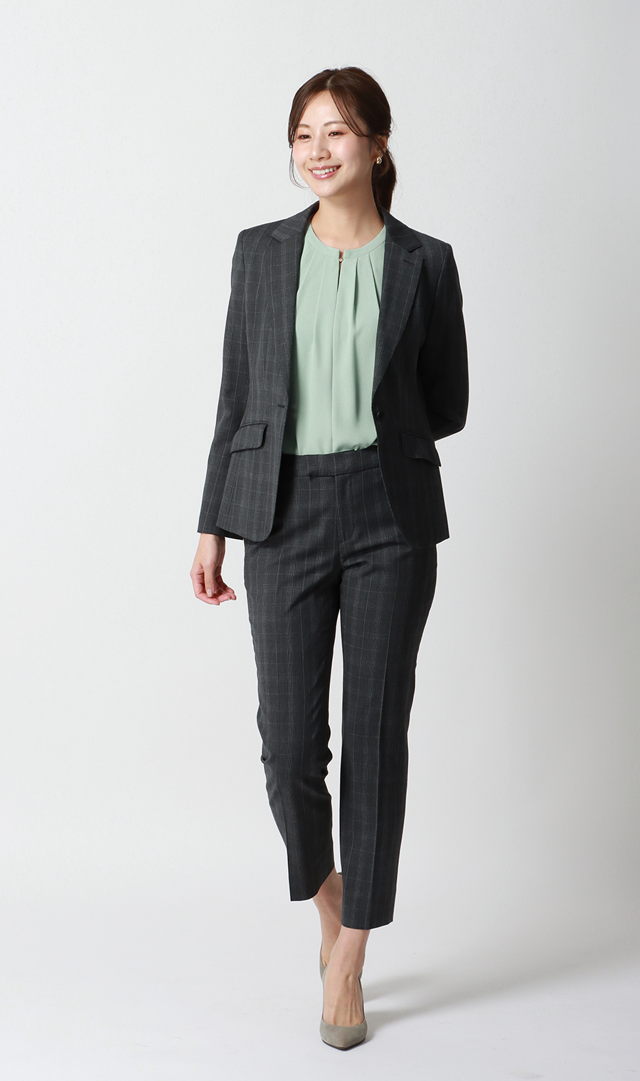 クルーネックブラウス【前後2WAY】【長袖】【WEB限定サイズあり】 ミント SS