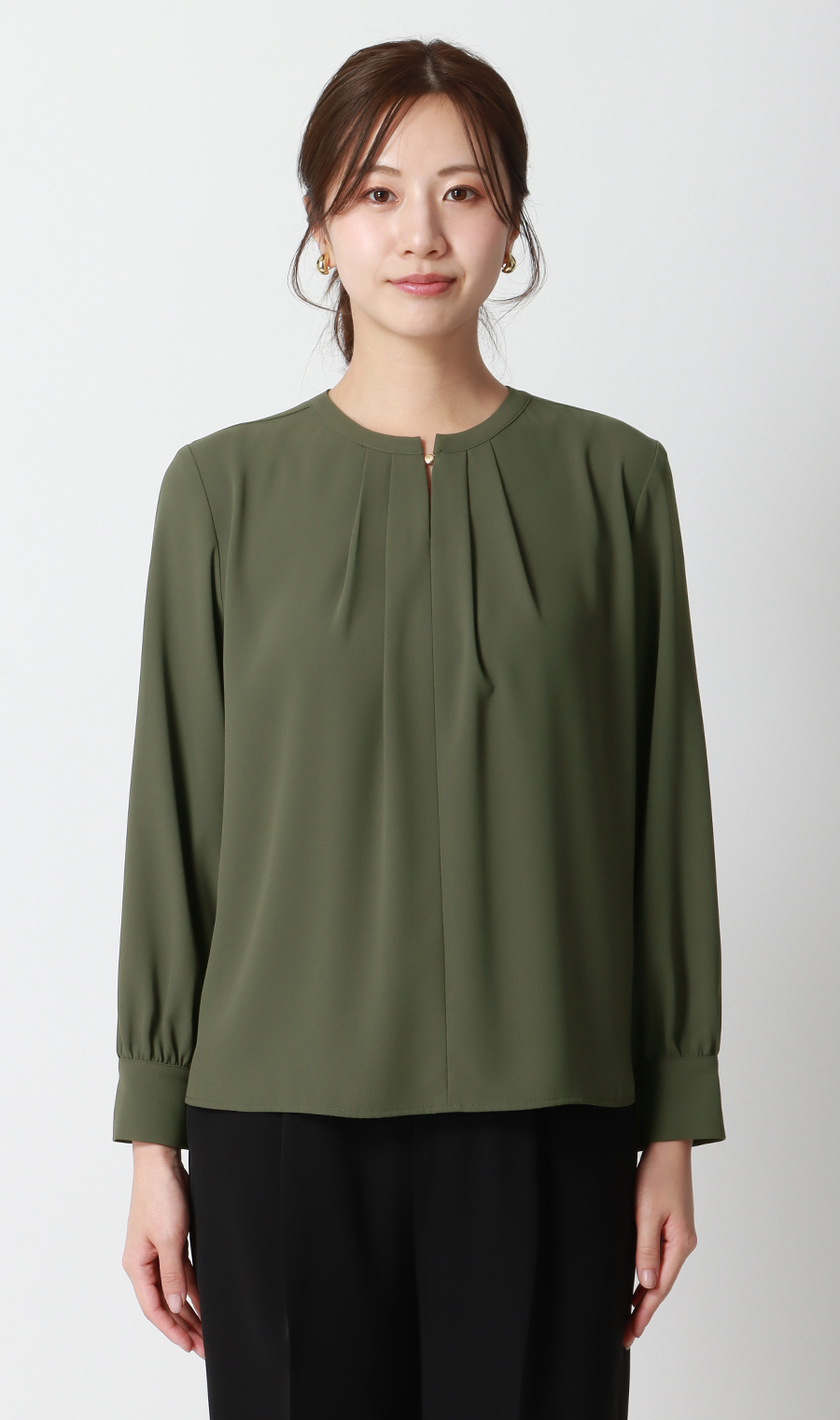 圓領罩衫 【前後2WAY】 【長袖】 【有WEB限定尺寸】 卡其色SS