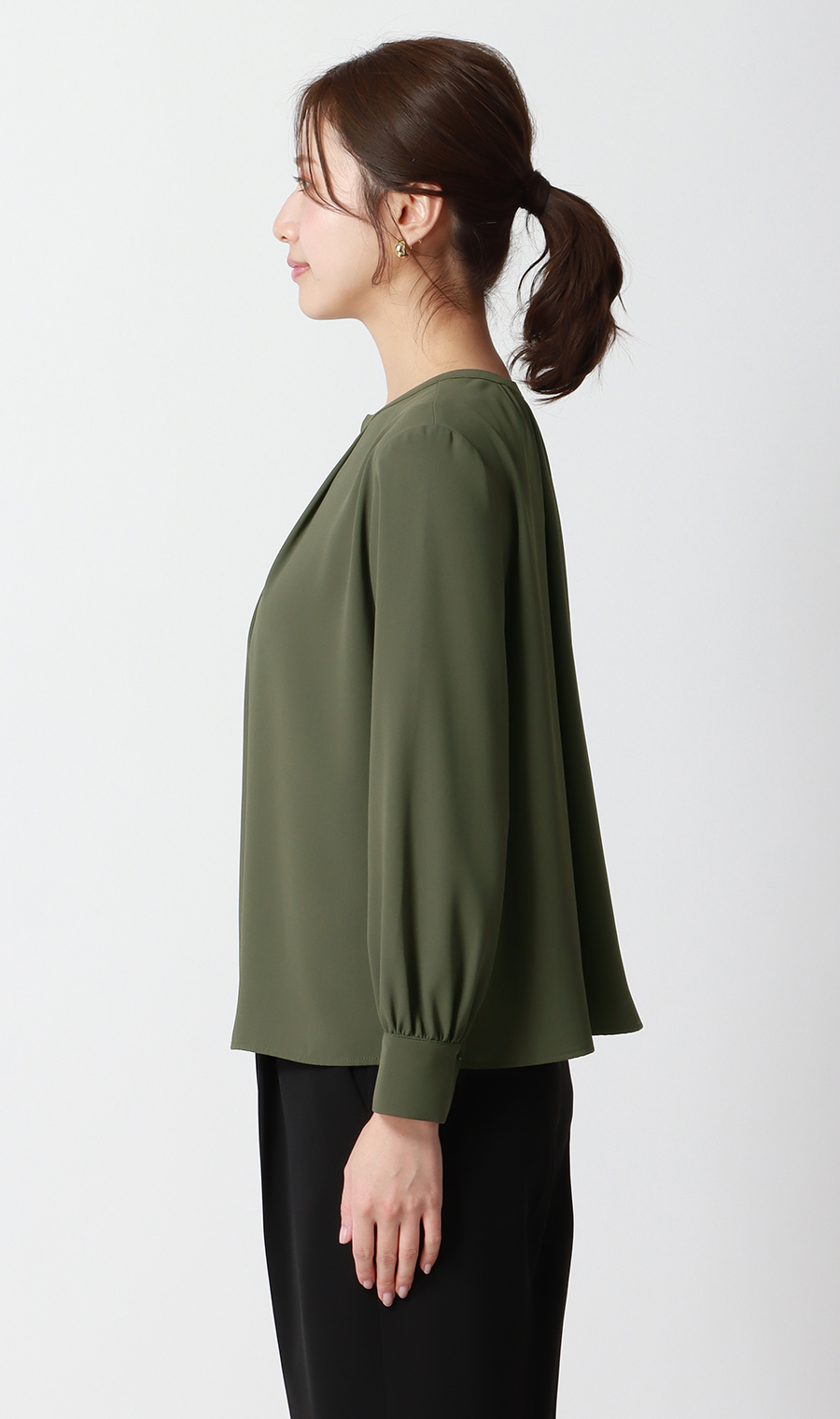 圓領罩衫 【前後2WAY】 【長袖】 【有WEB限定尺寸】 卡其色SS