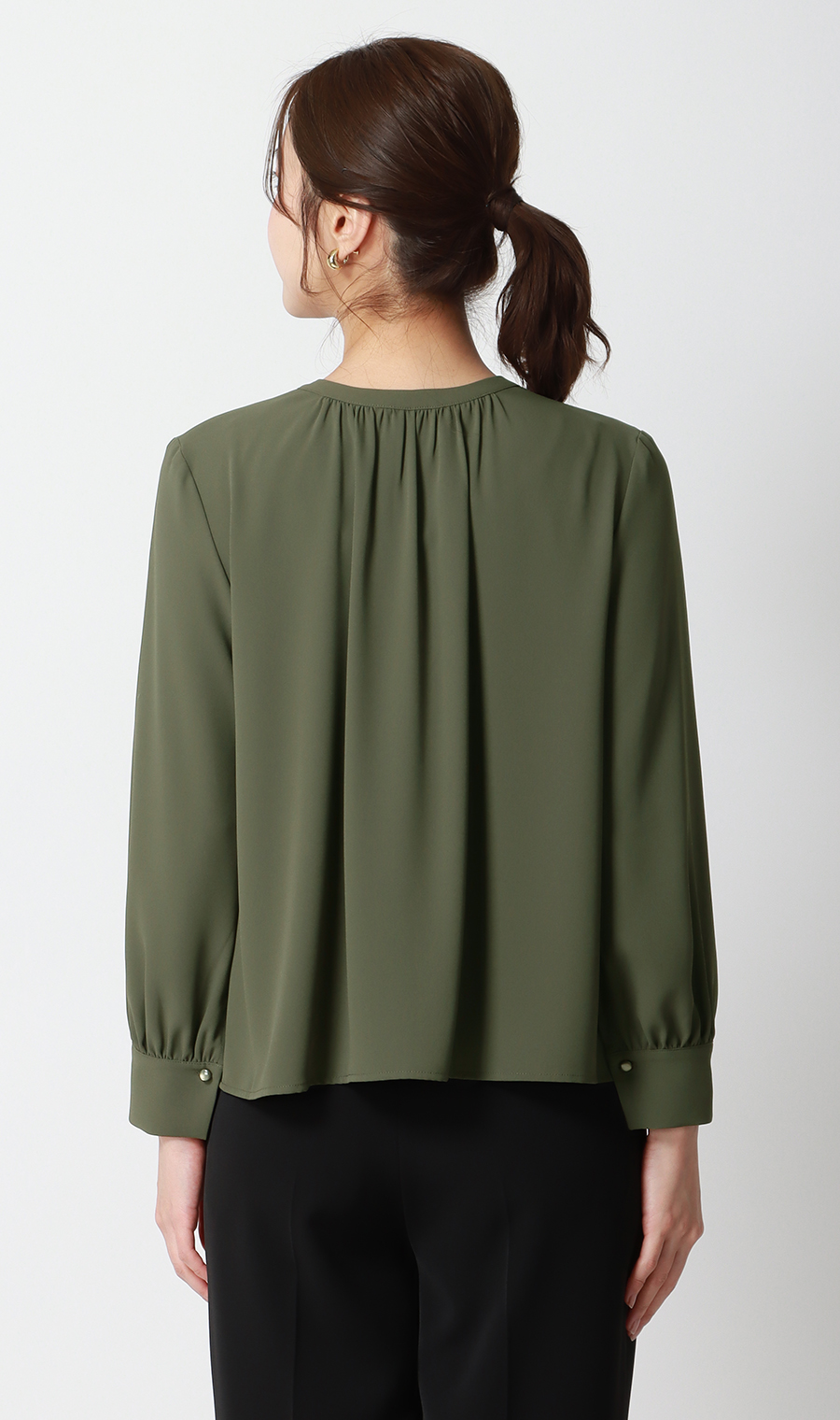 圓領罩衫 【前後2WAY】 【長袖】 【有WEB限定尺寸】 卡其色SS