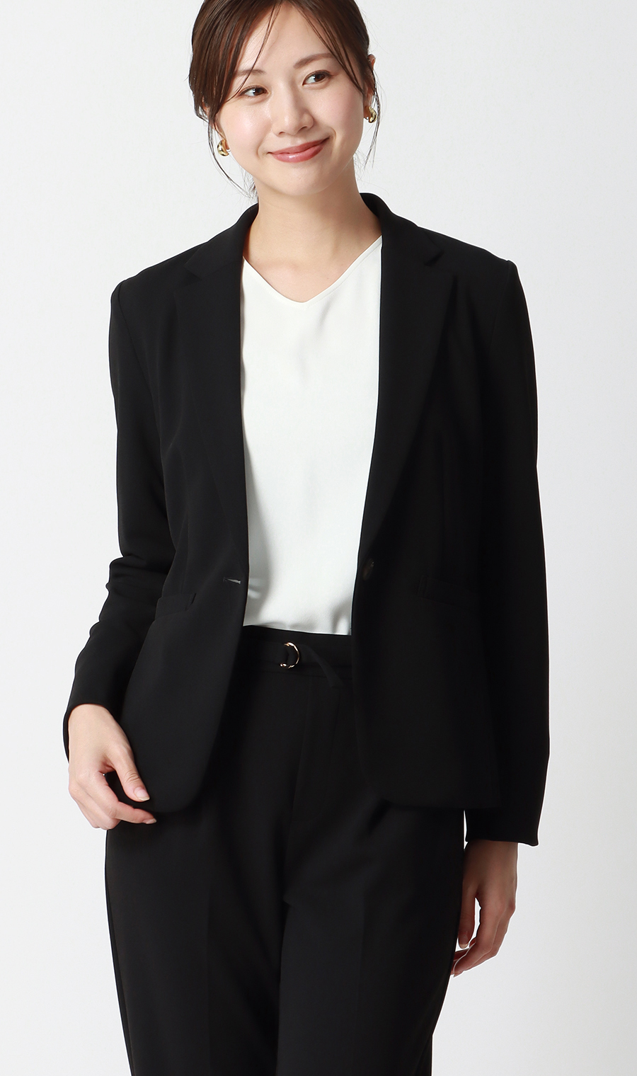 スカーフタイ付きVネックブラウス【2WAY】【長袖】 ホワイト S