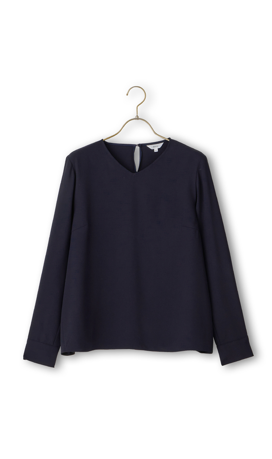 スカーフタイ付きVネックブラウス【2WAY】【長袖】 ネイビー S