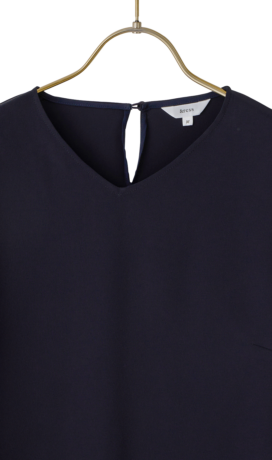 スカーフタイ付きVネックブラウス【2WAY】【長袖】 ネイビー S