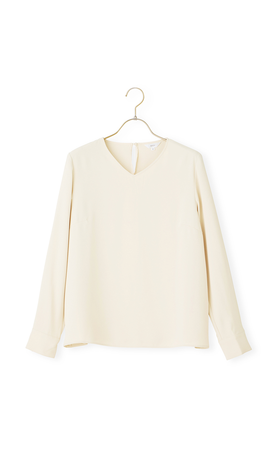 スカーフタイ付きVネックブラウス【2WAY】【長袖】 ベージュ S