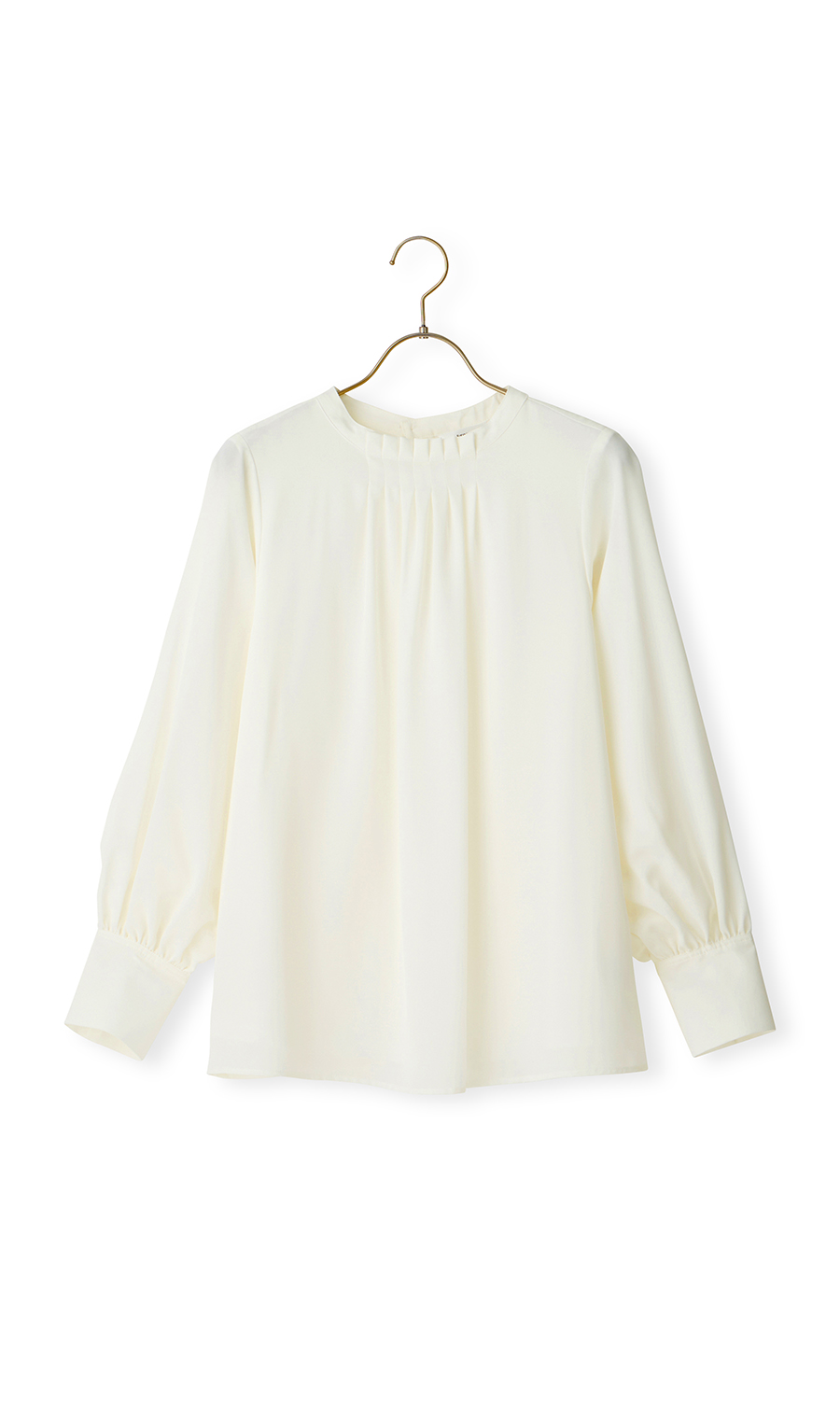 フロントタックブラウス【長袖】 ホワイト S