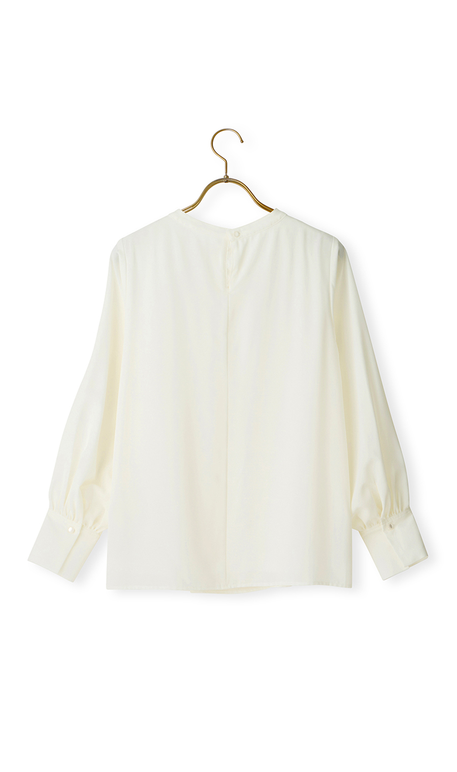 フロントタックブラウス【長袖】 ホワイト S
