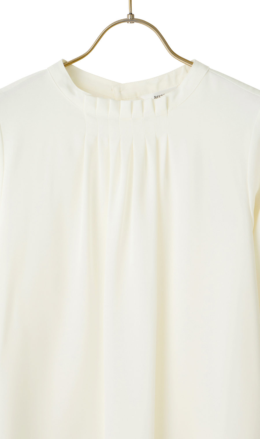 フロントタックブラウス【長袖】 ホワイト S