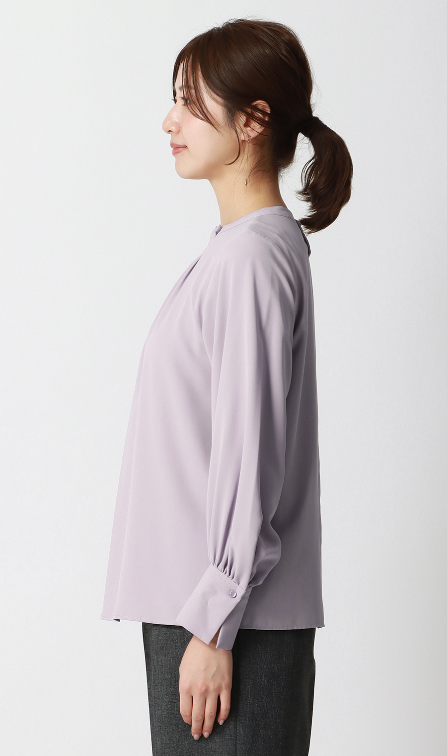 フロントタックブラウス【長袖】 ラベンダー S