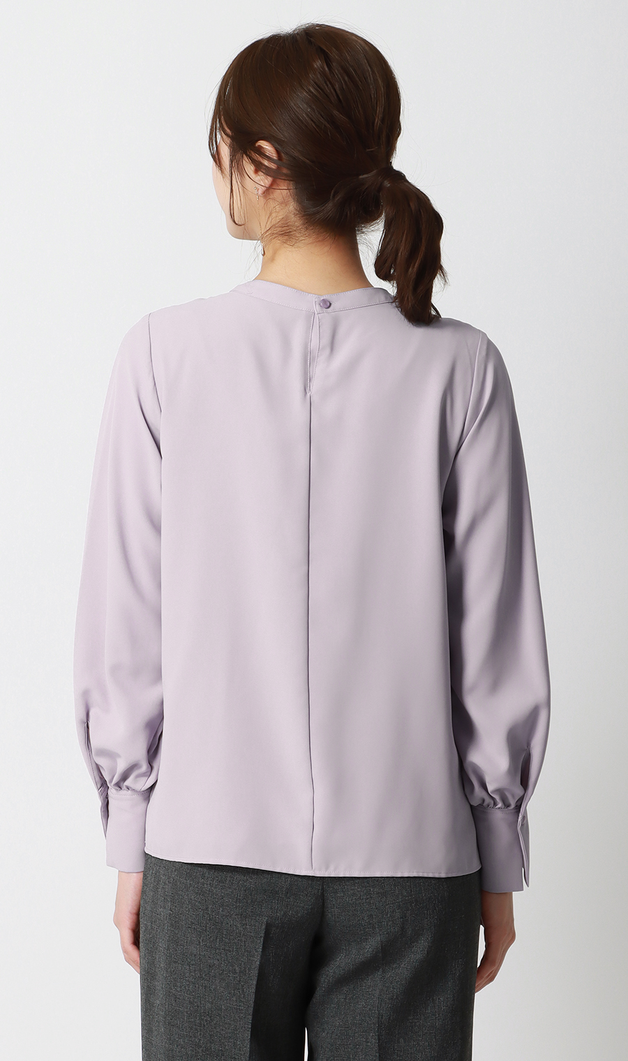 フロントタックブラウス【長袖】 ラベンダー S