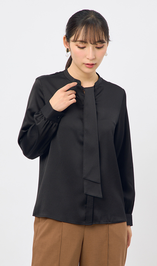 取り外しタイ付きブラウス【2WAY】【長袖】【WEB限定サイズあり】