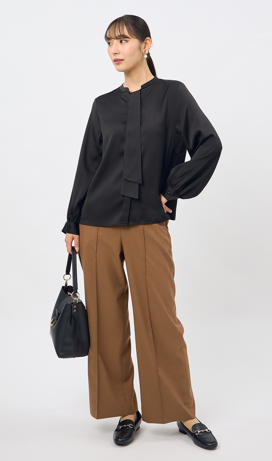 長袖ネイビーブラウス　1er 38号　　タグ付き ANAYI(アナイ) / 21年モデル/ブラウス/タグ付/38/ポリエステル