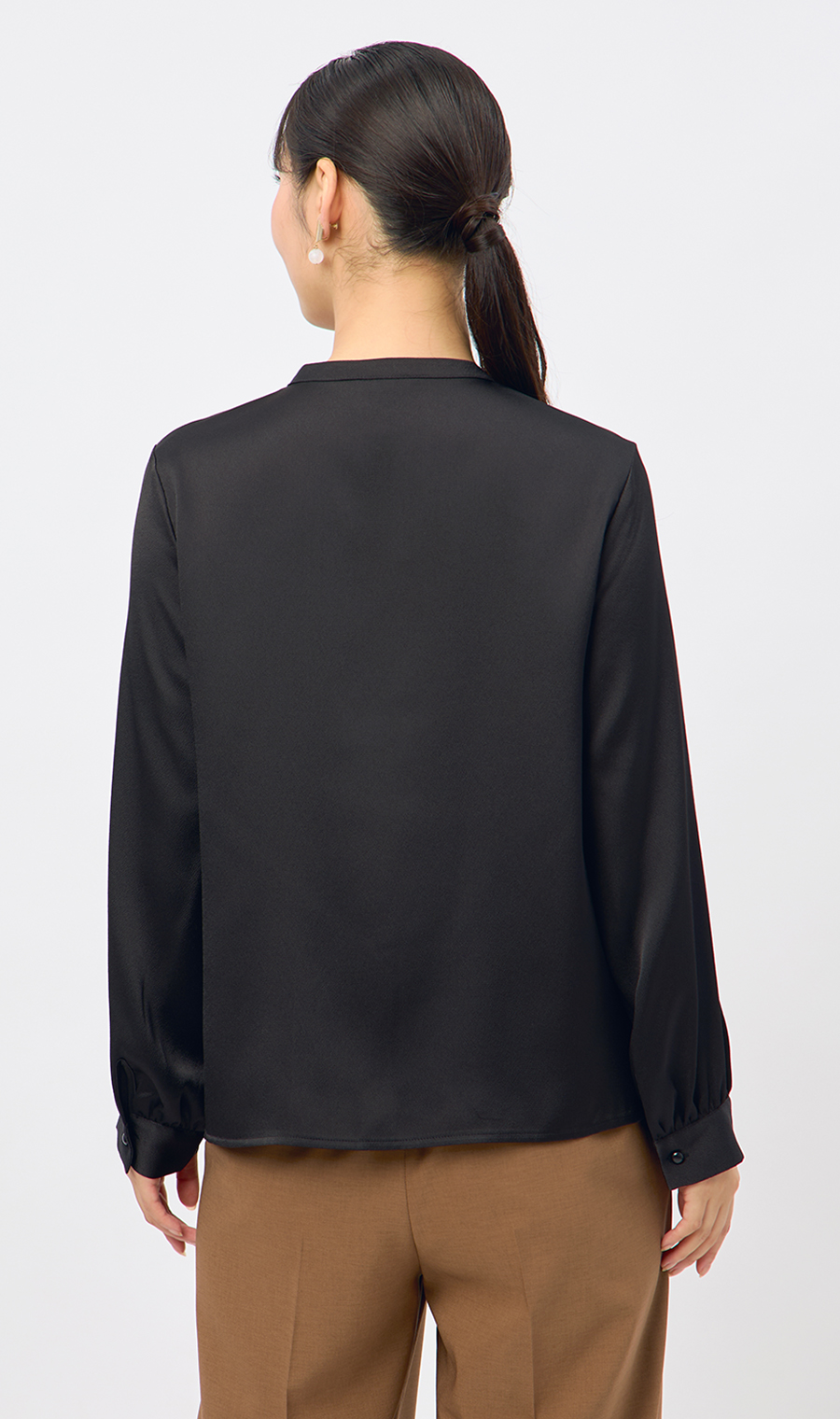 取り外しタイ付きブラウス【2WAY】【長袖】【WEB限定サイズあり】 ブラック S