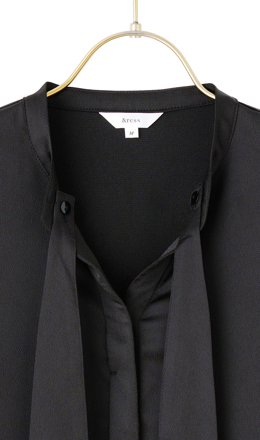 取り外しタイ付きブラウス【2WAY】【長袖】【WEB限定サイズあり】 ブラック S