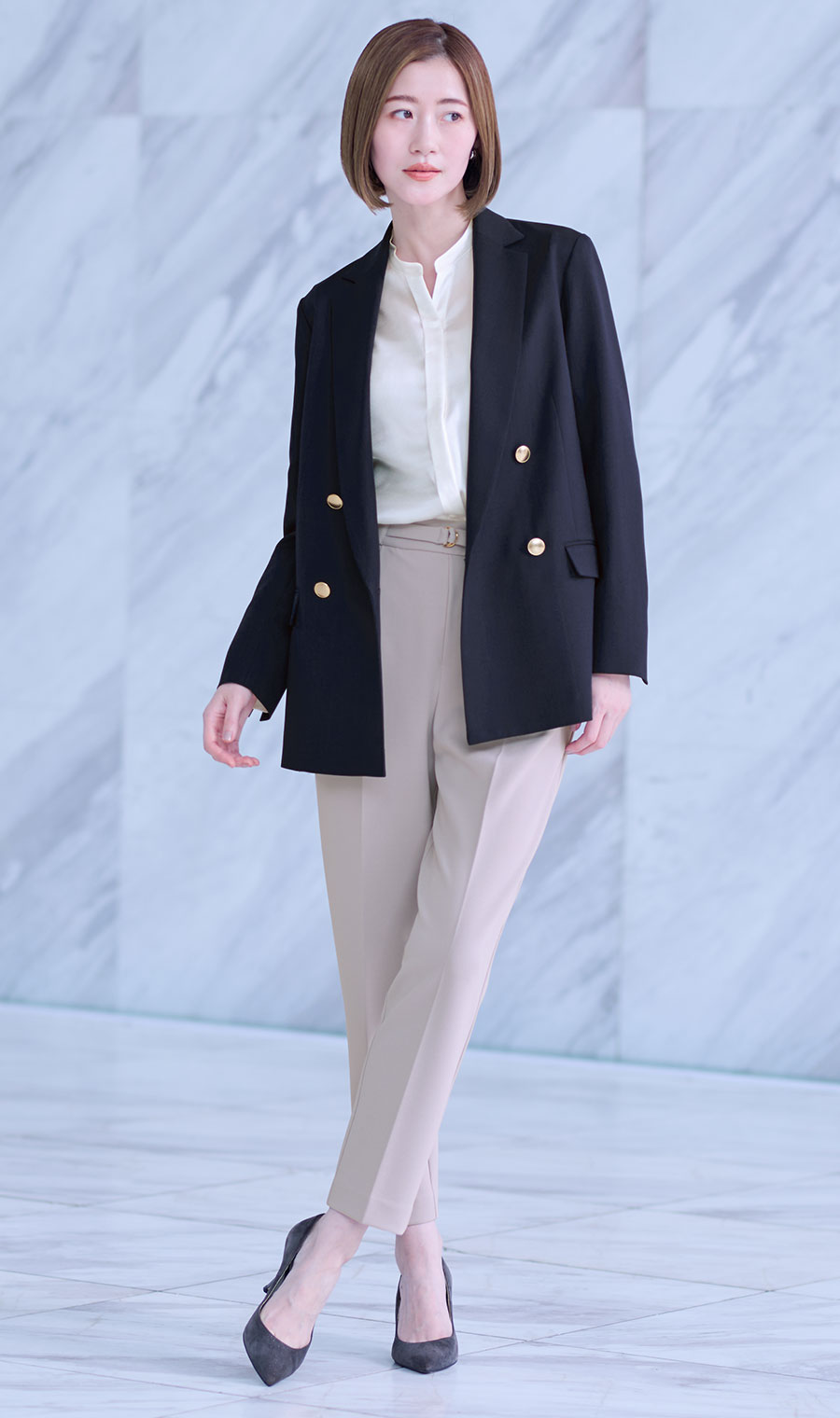 取り外しタイ付きブラウス【2WAY】【長袖】【WEB限定サイズあり】 ホワイト S