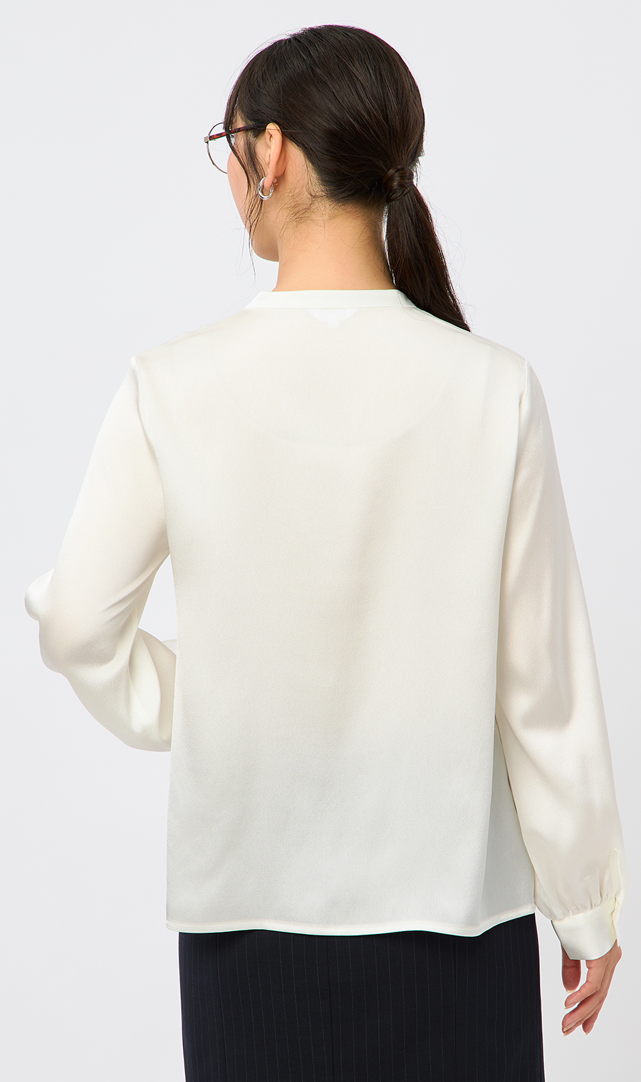 取り外しタイ付きブラウス【2WAY】【長袖】【WEB限定サイズあり】 ホワイト S