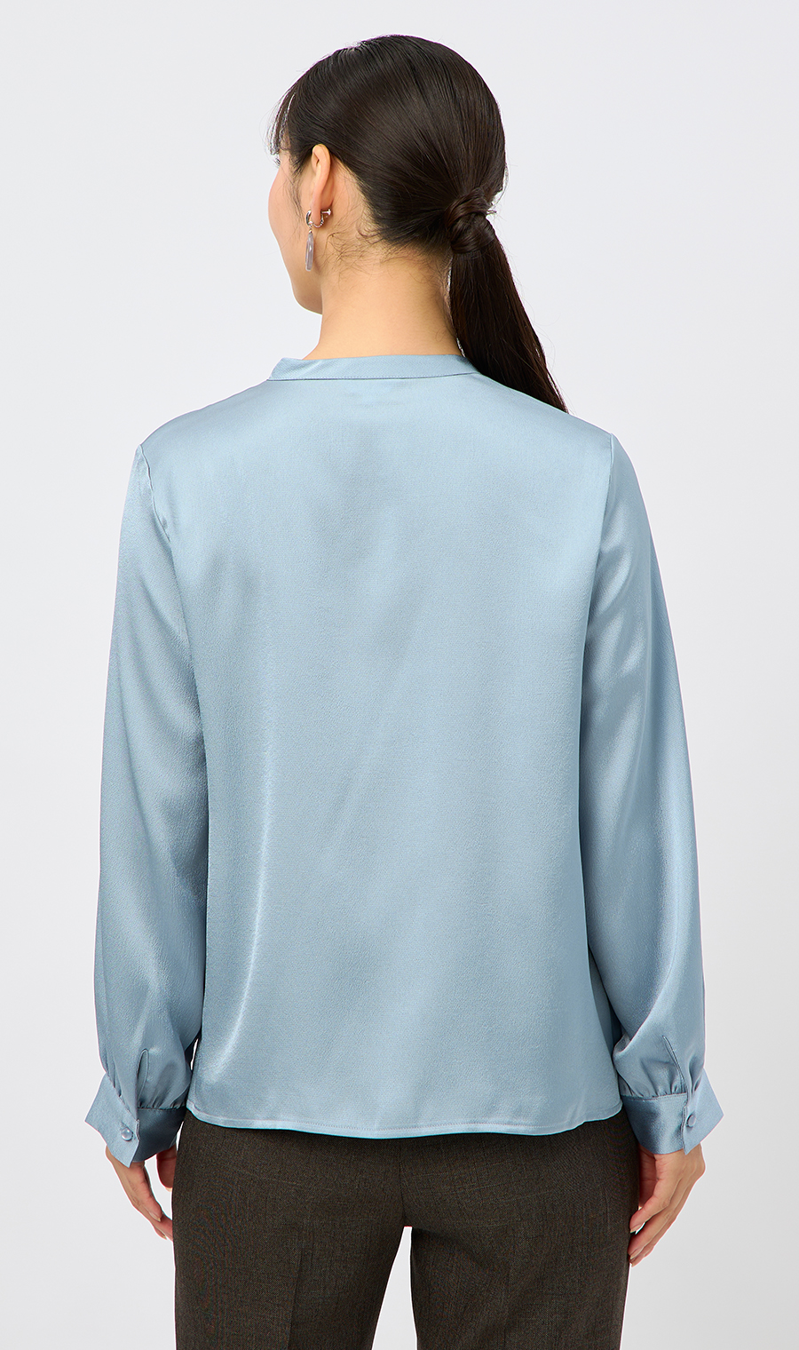 取り外しタイ付きブラウス【2WAY】【長袖】【WEB限定サイズあり】 サックス S