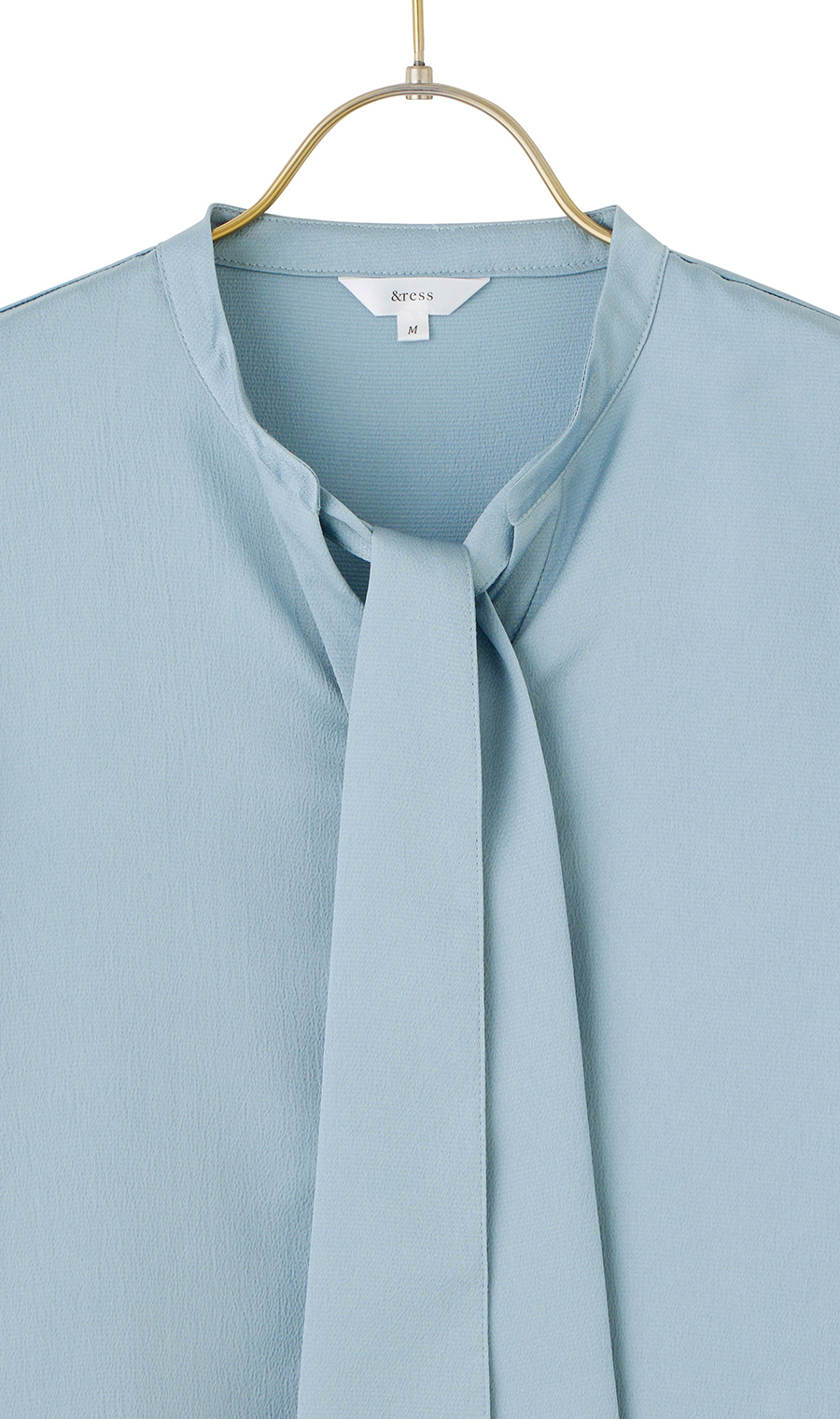 取り外しタイ付きブラウス【2WAY】【長袖】【WEB限定サイズあり】 サックス S