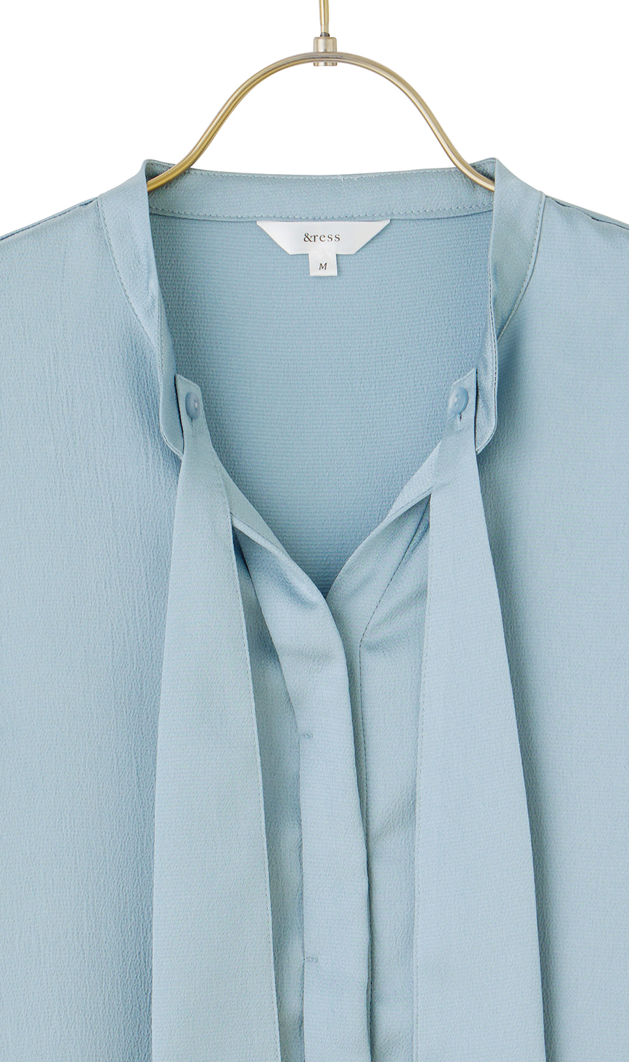 取り外しタイ付きブラウス【2WAY】【長袖】【WEB限定サイズあり】 サックス S