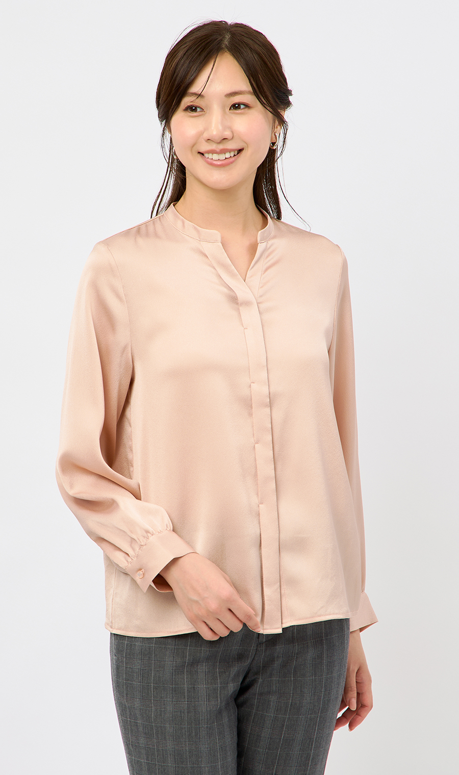 取り外しタイ付きブラウス【2WAY】【長袖】【WEB限定サイズあり】 ピンク S