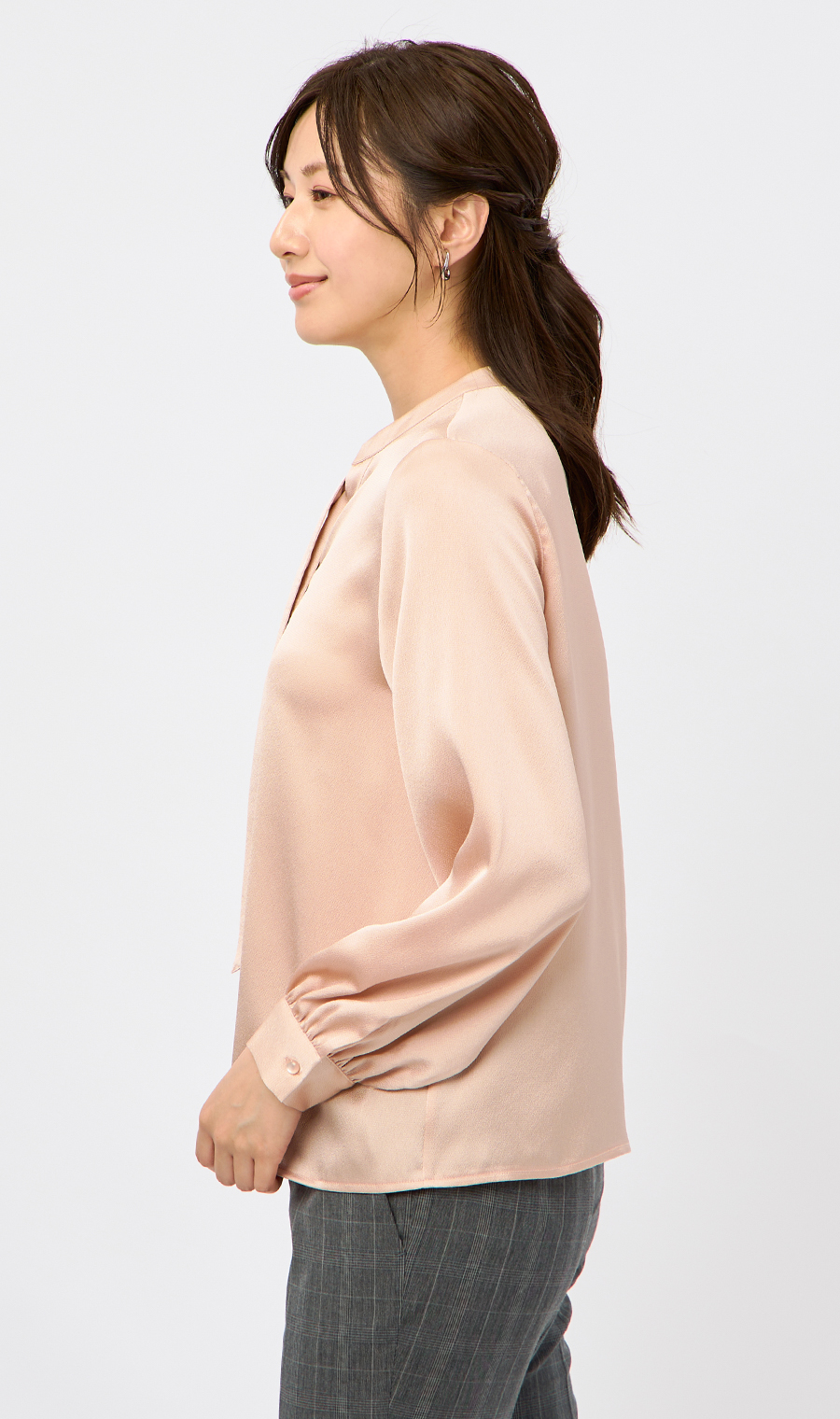 取り外しタイ付きブラウス【2WAY】【長袖】【WEB限定サイズあり】 ピンク S