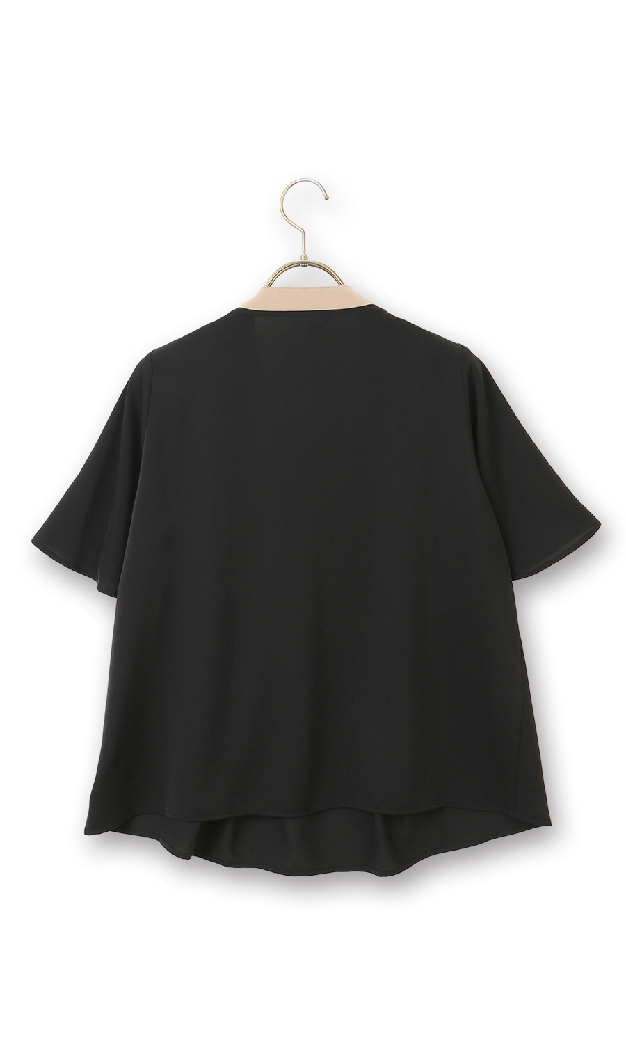 配色タイ付き2WAYブラウス【5分袖】 ブラック S