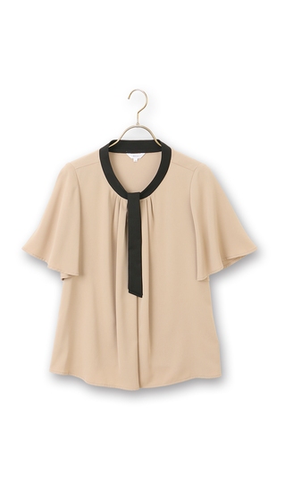 2-way blouse with color-coordinated tie [half-sleeve]
