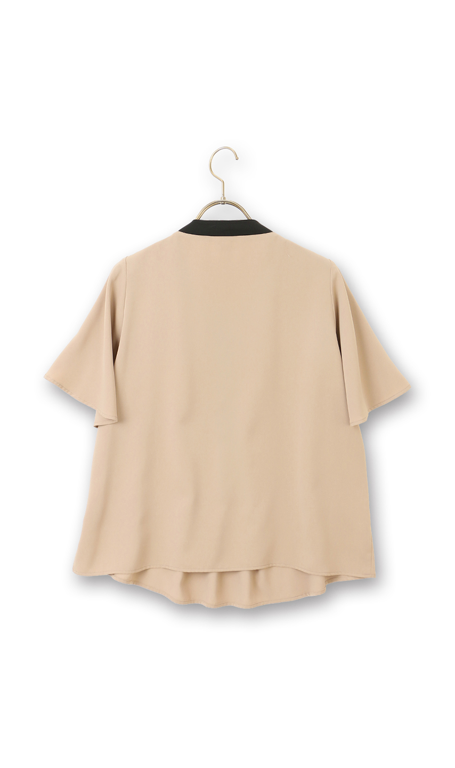 配色タイ付き2WAYブラウス【5分袖】 ベージュ S