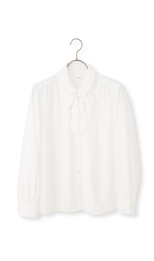 シャツ襟取り外しリボンブラウス【長袖】【2WAY】