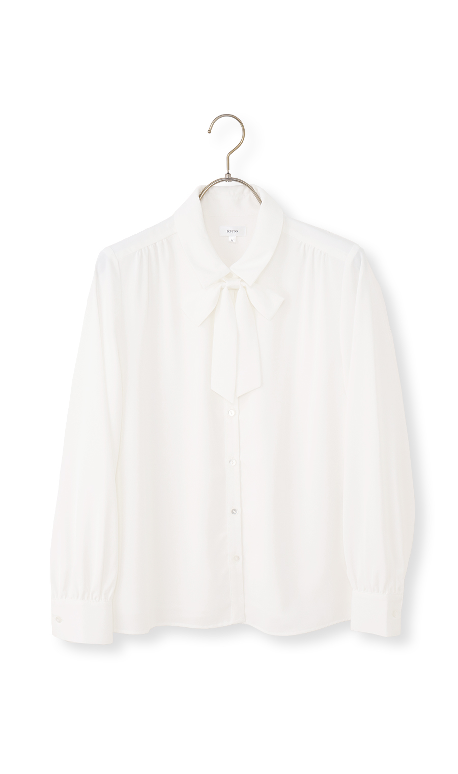シャツ襟取り外しリボンブラウス【長袖】【2WAY】 ホワイト S