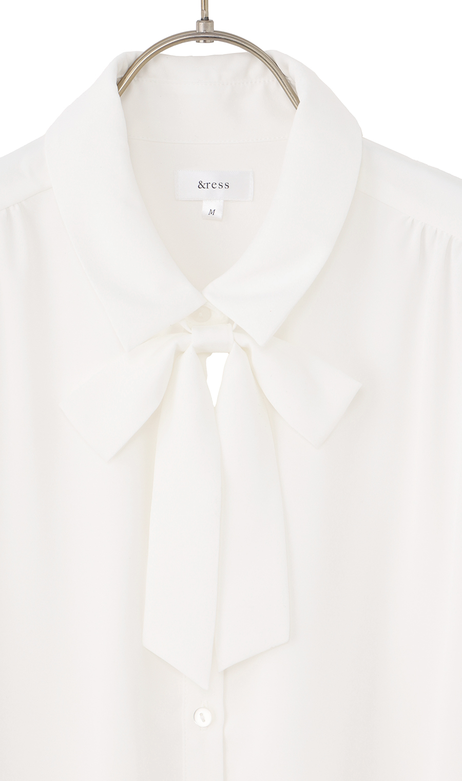 シャツ襟取り外しリボンブラウス【長袖】【2WAY】 ホワイト S