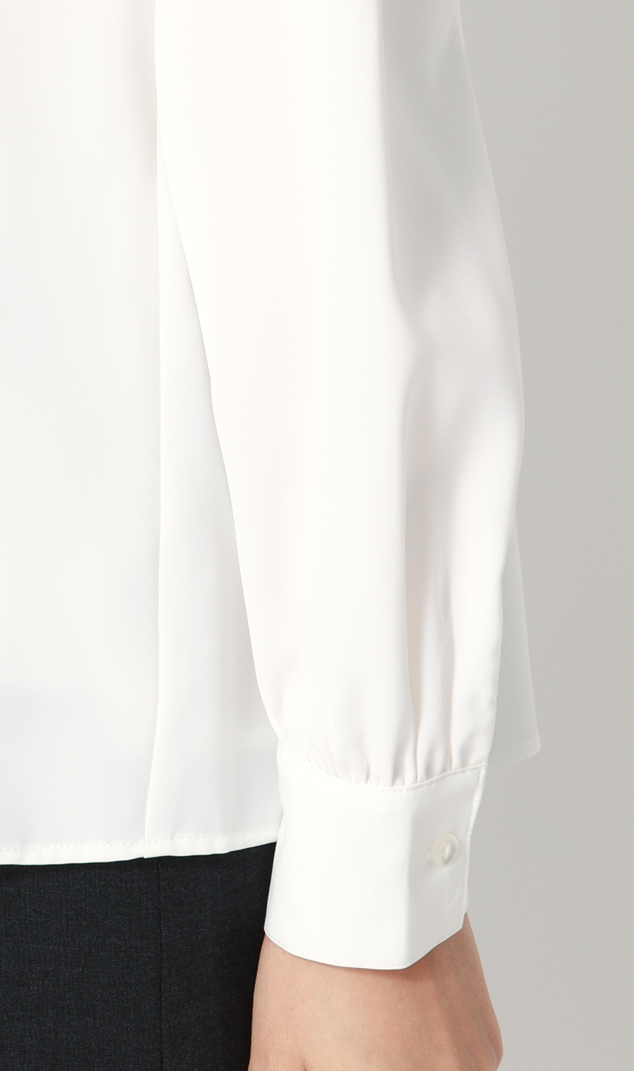 シャツ襟取り外しリボンブラウス【長袖】【2WAY】 ホワイト S