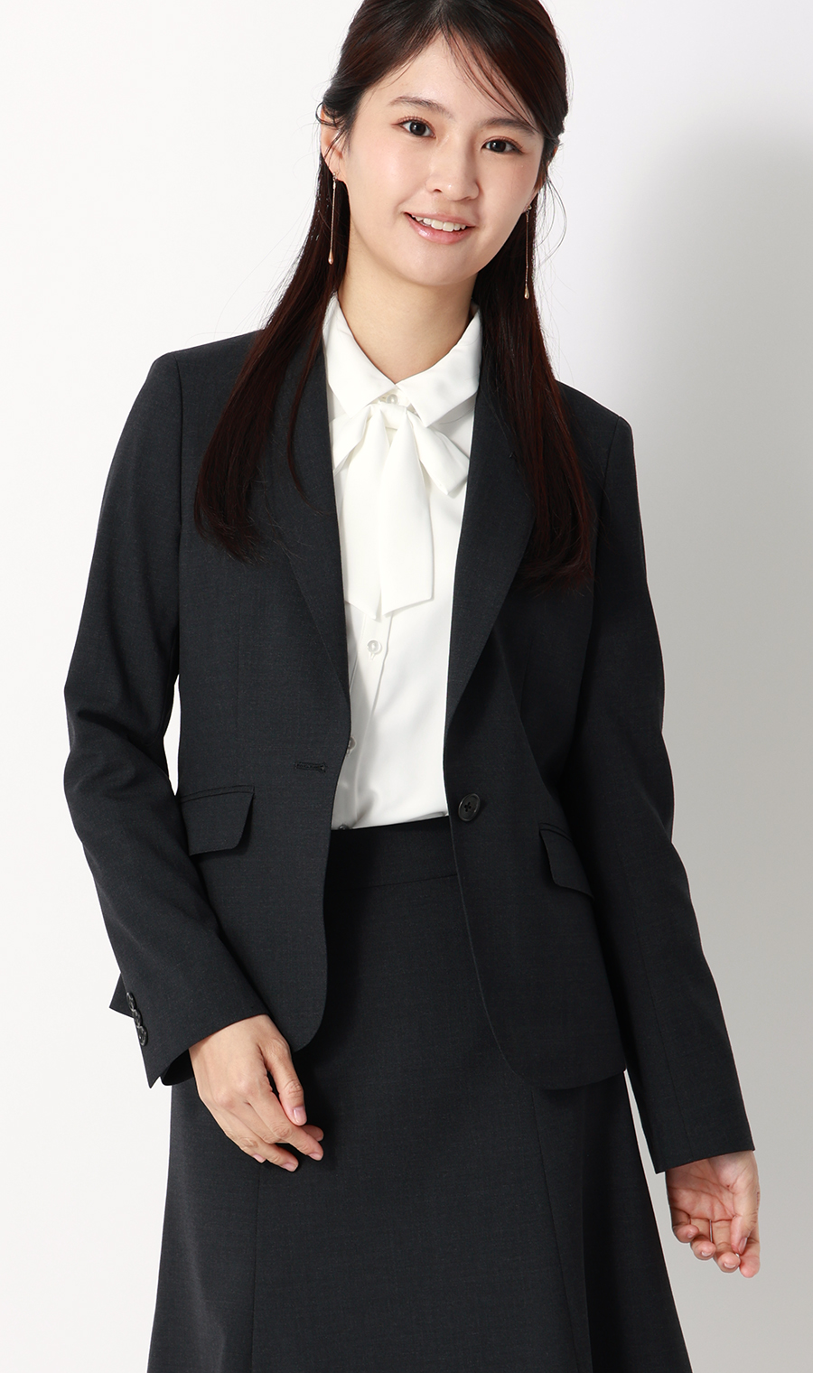 シャツ襟取り外しリボンブラウス【長袖】【2WAY】 ホワイト S