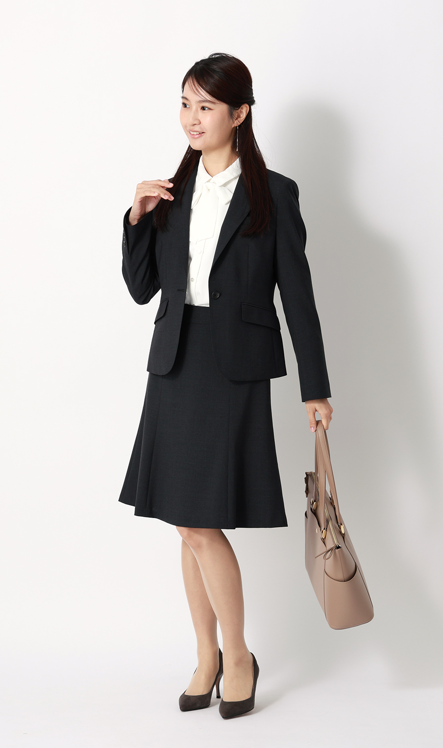 シャツ襟取り外しリボンブラウス【長袖】【2WAY】 ホワイト S