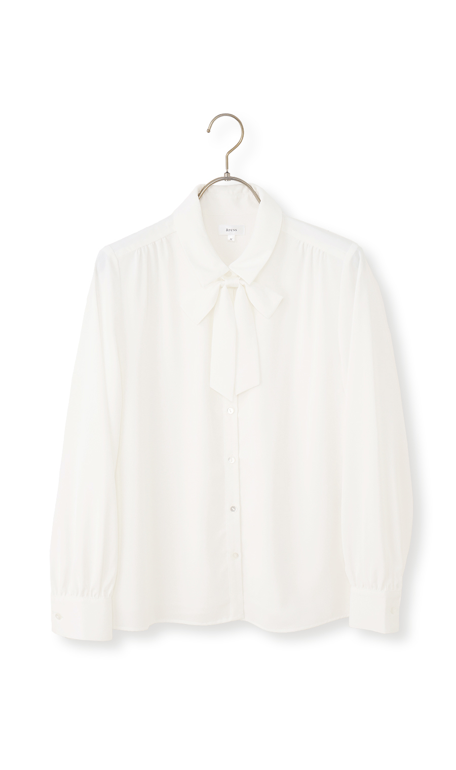 シャツ襟取り外しリボンブラウス【長袖】【2WAY】 ホワイト S