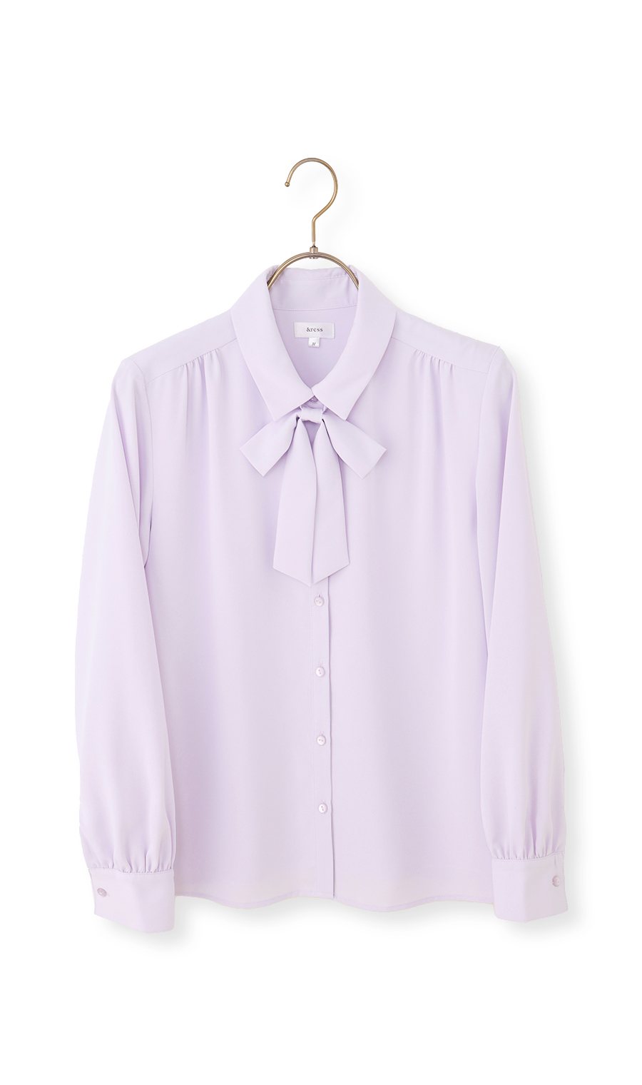 シャツ襟取り外しリボンブラウス【長袖】【2WAY】 ラベンダー S
