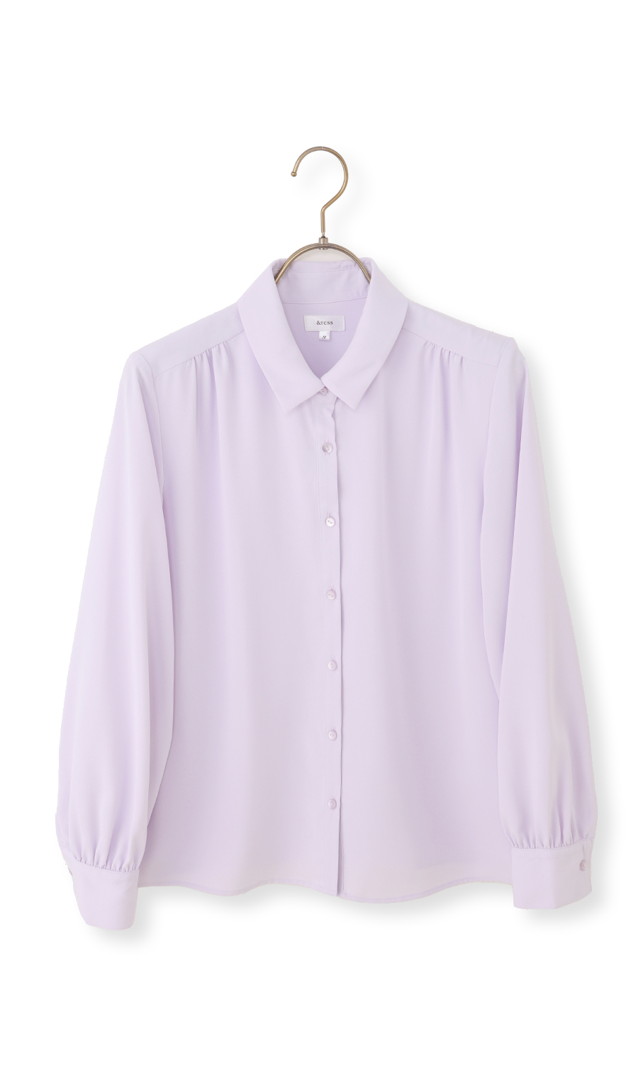 シャツ襟取り外しリボンブラウス【長袖】【2WAY】 ラベンダー S