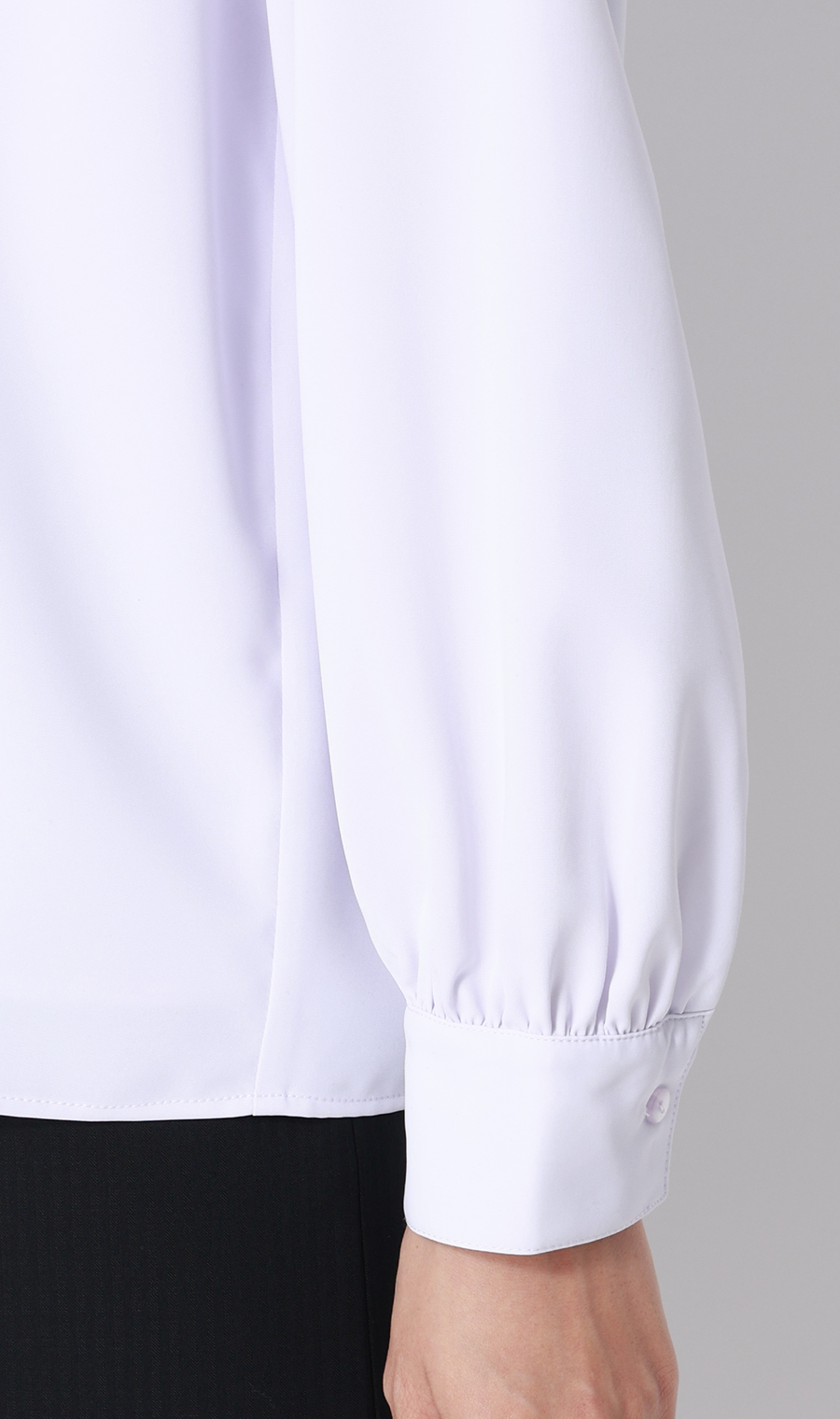 シャツ襟取り外しリボンブラウス【長袖】【2WAY】 ラベンダー S