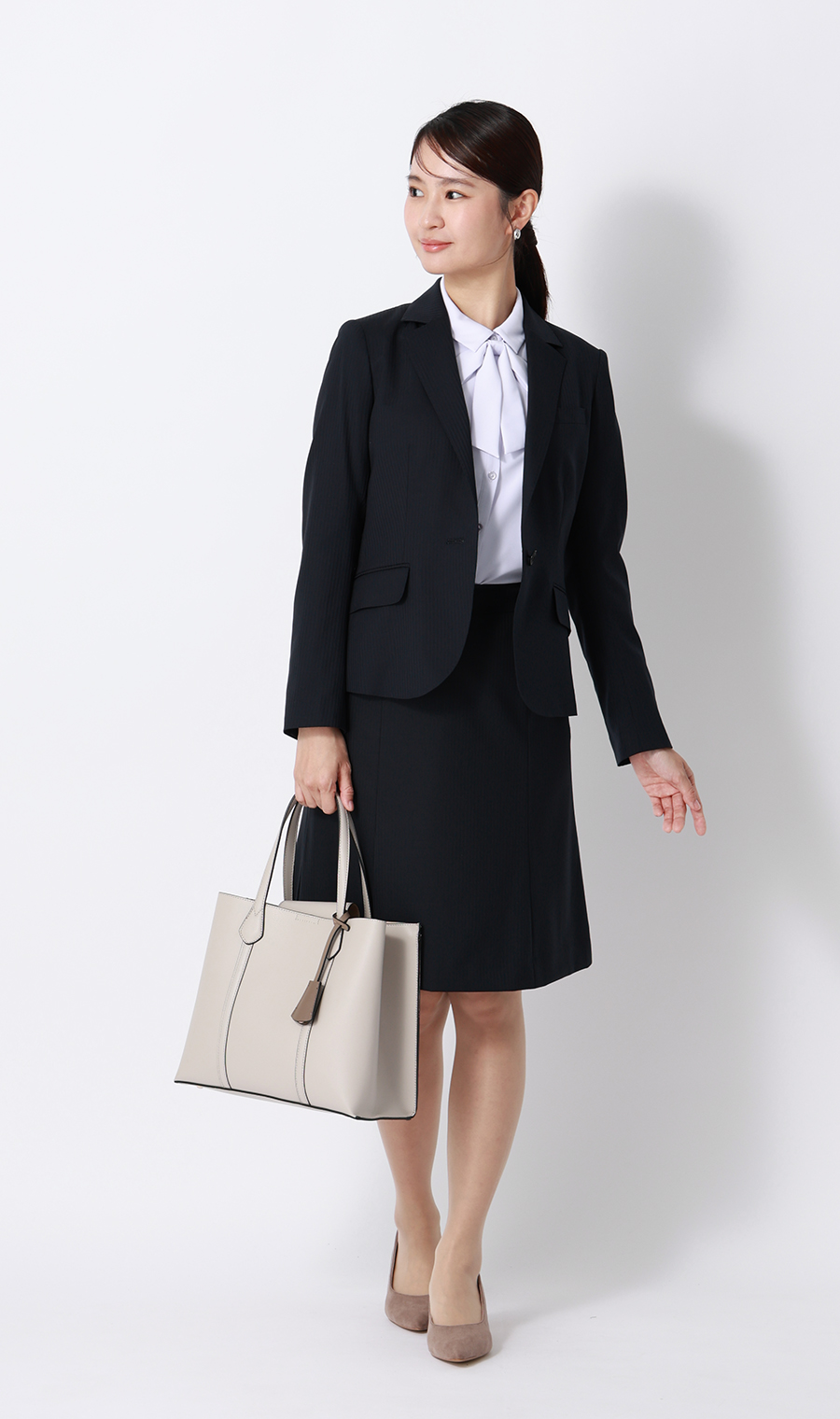 シャツ襟取り外しリボンブラウス【長袖】【2WAY】 ラベンダー S