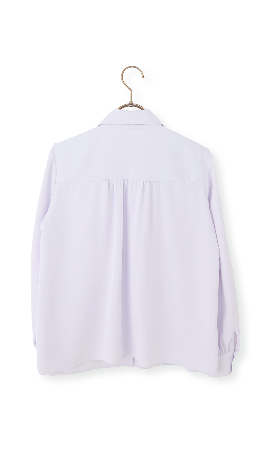シャツ襟取り外しリボンブラウス【長袖】【2WAY】 ラベンダー S